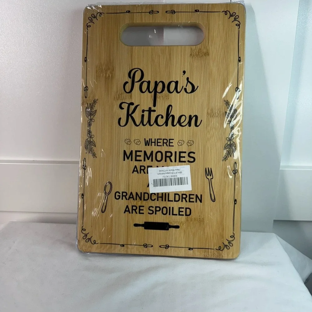 Bamboo Cutting Board Papa's Kitchen Where Grandkids are Spoiled New 11.8